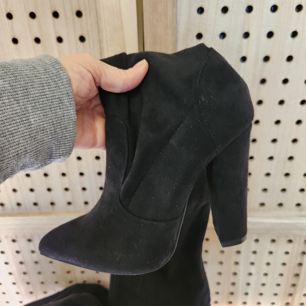 Cara Boots Over The Knee Heeled Suede Women's Size 6 Black Dress Costume - Picture 9 of 9